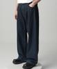 AVANDRESS Glossy Pintuck Denim Pants Indigo Coating