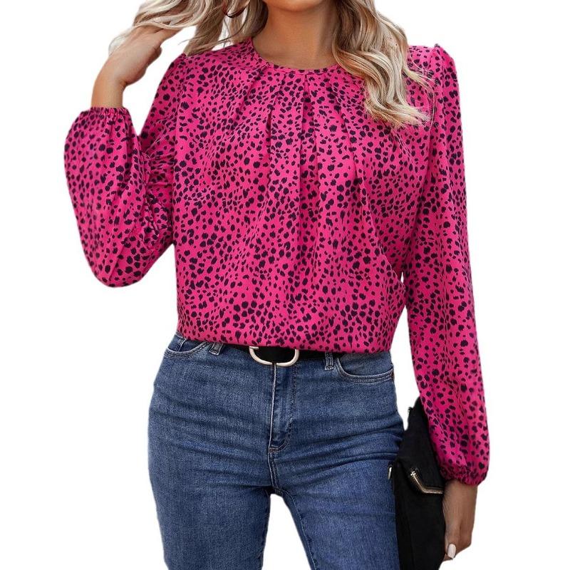 Женская шифоновая рубашка с длинными рукавами и леопардовым принтом, осенние новые свободные ажурные пуловеры