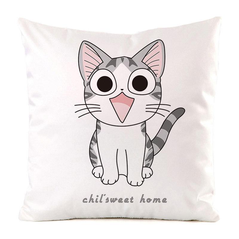 Nordic Minimalist Hand-Painted Cat Digital Printing Short Plush Pillow Covers For Car Sofa Office Cushion Cover Home Goods
