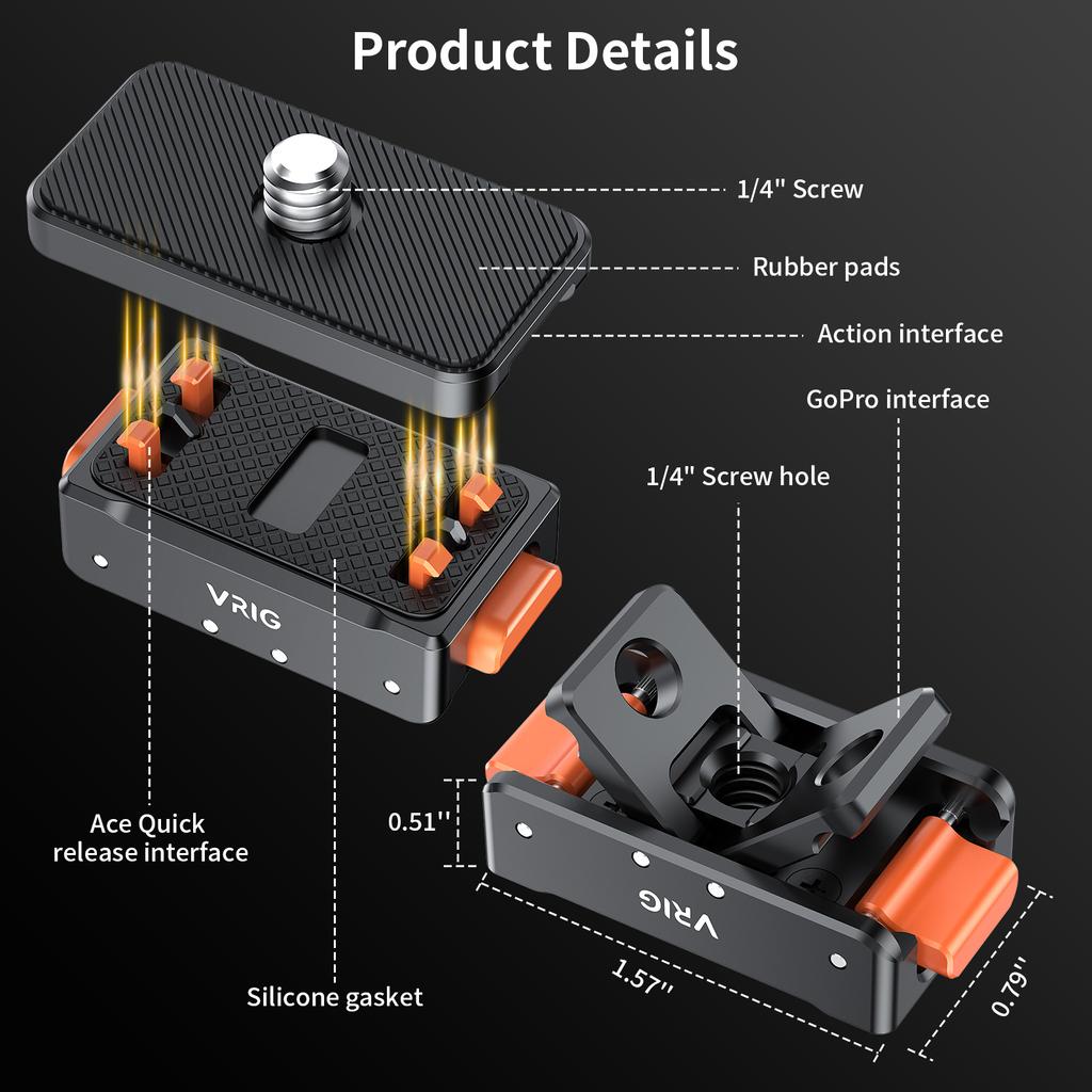 Для экшн-камеры Insta 360 Ace / Ace Pro / Ace Pro 2, алюминиевое крепление быстрого выпуска, магнитный адаптер, аксессуары для крепления