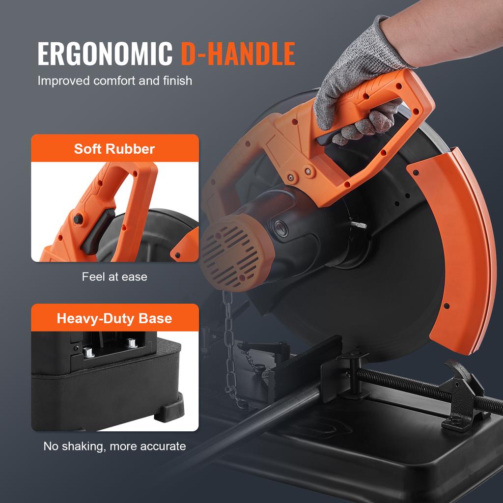 SucceBuy 2300 Вт Абразивно-отрезная пила 14"/355 мм Диаметр диска Отрезная пила Станок для резки стали Регулируемый угол 0-45° Торцовочная пила