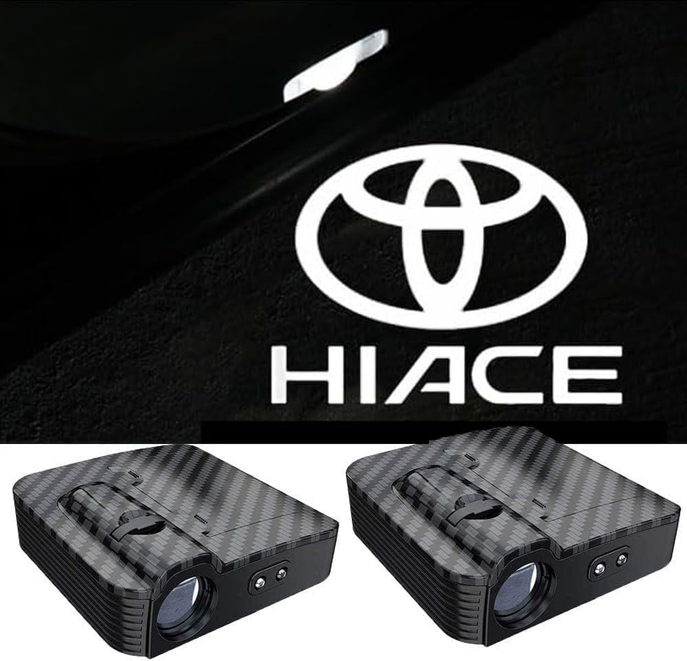 Универсальный беспроводной светодиодный приветственный фонарь с логотипом автомобиля для дверей Toyota Hiace 200 Series Super GL, 2004-2024