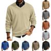 Men's V-neck Long-sleeved Ribbed Knit Pullover