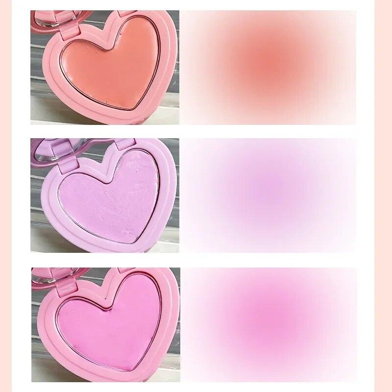 Румяна в форме сердца Love, кремовые, монохромные, с гладким оттенком щек, грязевые румяна, палитра натуральных матовых розовых, фиолетовых, оранжевых румян для лица