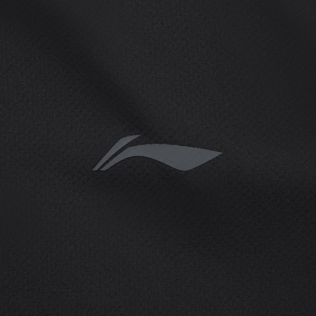 Li-Ning Черная мужская футболка для фитнеса с коротким рукавом, круглым вырезом, быстросохнущая, удобная. Топы ATSV285-5