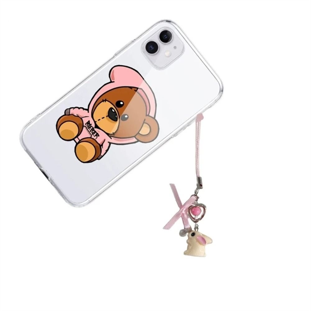 Pendant Rabbit Keychain Flower Bowknot Phone Strap Lanyard Fashion Cellphone Strap  Sweet Girls