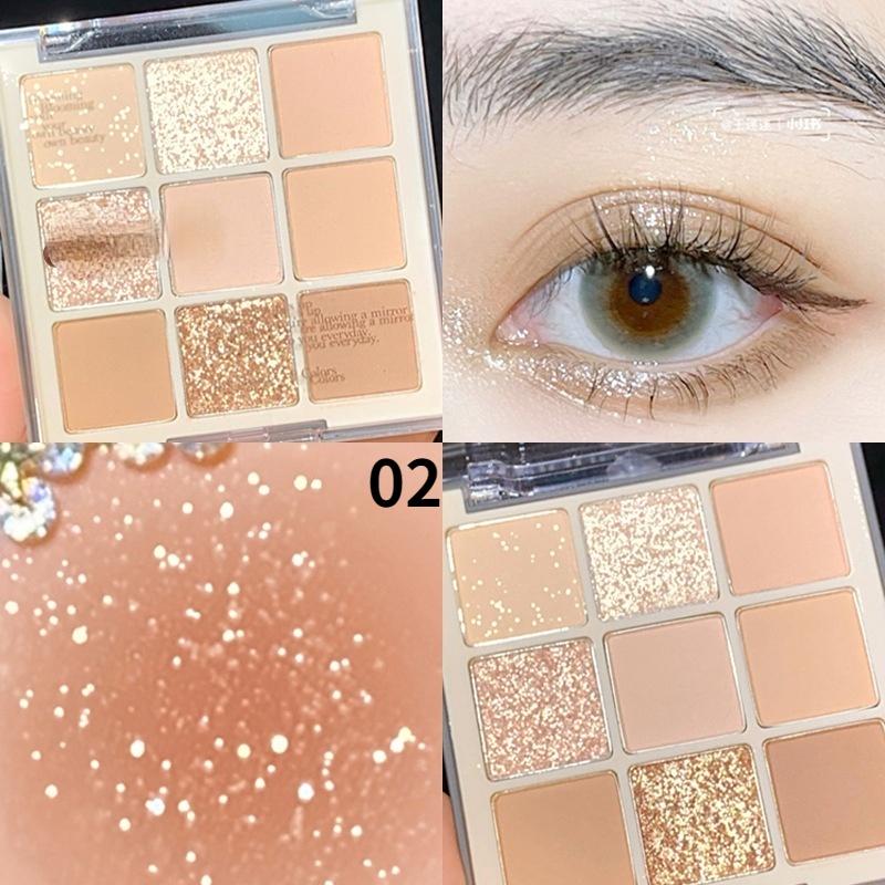 Девятицветная палитра теней для век, матовый перламутровый акриловый материал, девятицветная палитра теней для век с молочным чаем, стойкий водостойкий макияж, украшение глаз