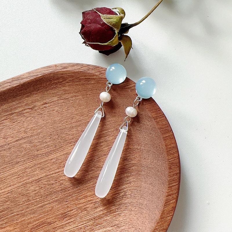 Pinkdudu Simple Light Color Style Opal Resin Drop Earrings Retro Creative Temperament Earring Clips for Women Jewelry PD1557