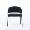 Modern Chenille Dining Chairs with Arms, Upholstered Accent Chairs with Antique Brass Metal Legs for Kitchen, Single Pack, Black, SW1876BK