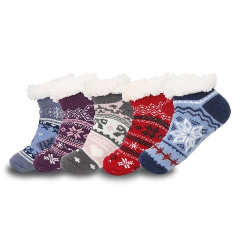 Fluffy Slipper Socks for Women Warm Cosy Fuzzy Socks Winter Thick Slipper Socks with Grippers Bed Socks Ladies Non Slip One Size Christmas Gifts