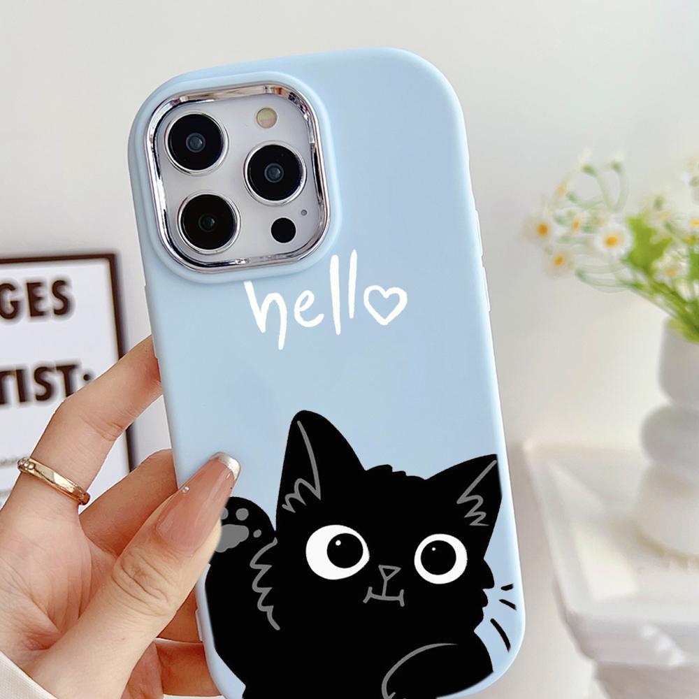 LZ11 Cat Cute Art Design Soft Phone Case for Samsung S24 Ultra S23 Plus S21 FE A16 A54 A34 A05 A06 Infinix Hot 40 30i Lens Protection Shockproof Cover