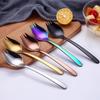 Kitchen Tools Stainless Steel Fruit Fork Dessert Forks for Cake Snack Salad Fork Spoon 2 In 1 Colorful Bento Accessories Supply