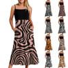 Женское длинное пляжное повседневное элегантное платье макси на тонких бретельках в полоску, сдержанное струящееся платье в стиле бохо