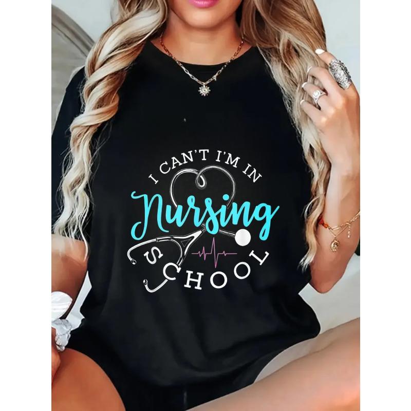 Oversized T Shirt Black I Cant Im In Nursing School With Stethoscope And Heartbeat Design For Nursing Students