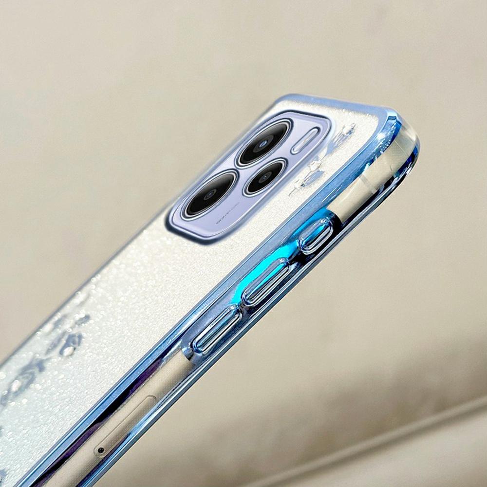 Для Xiaomi Redmi Note 14 4G (164,84мм) Чехол с цветочным узором, градиентный чехол для телефона из ТПУ со шнурками