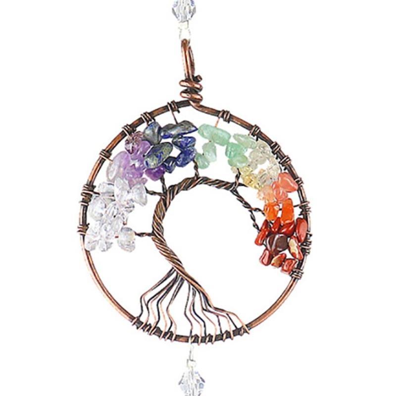 652F Colorful Tree Life Suncatchers Pendant Heart Hanging Ornament Christmas Decoration for Home Garden Window Car Room