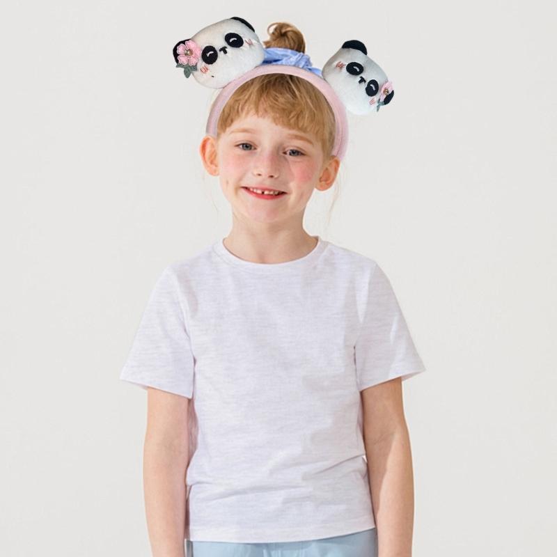 Меховая повязка на голову с милым декором в виде панды, украшение для волос, удобная эластичная посадка, окружность головы