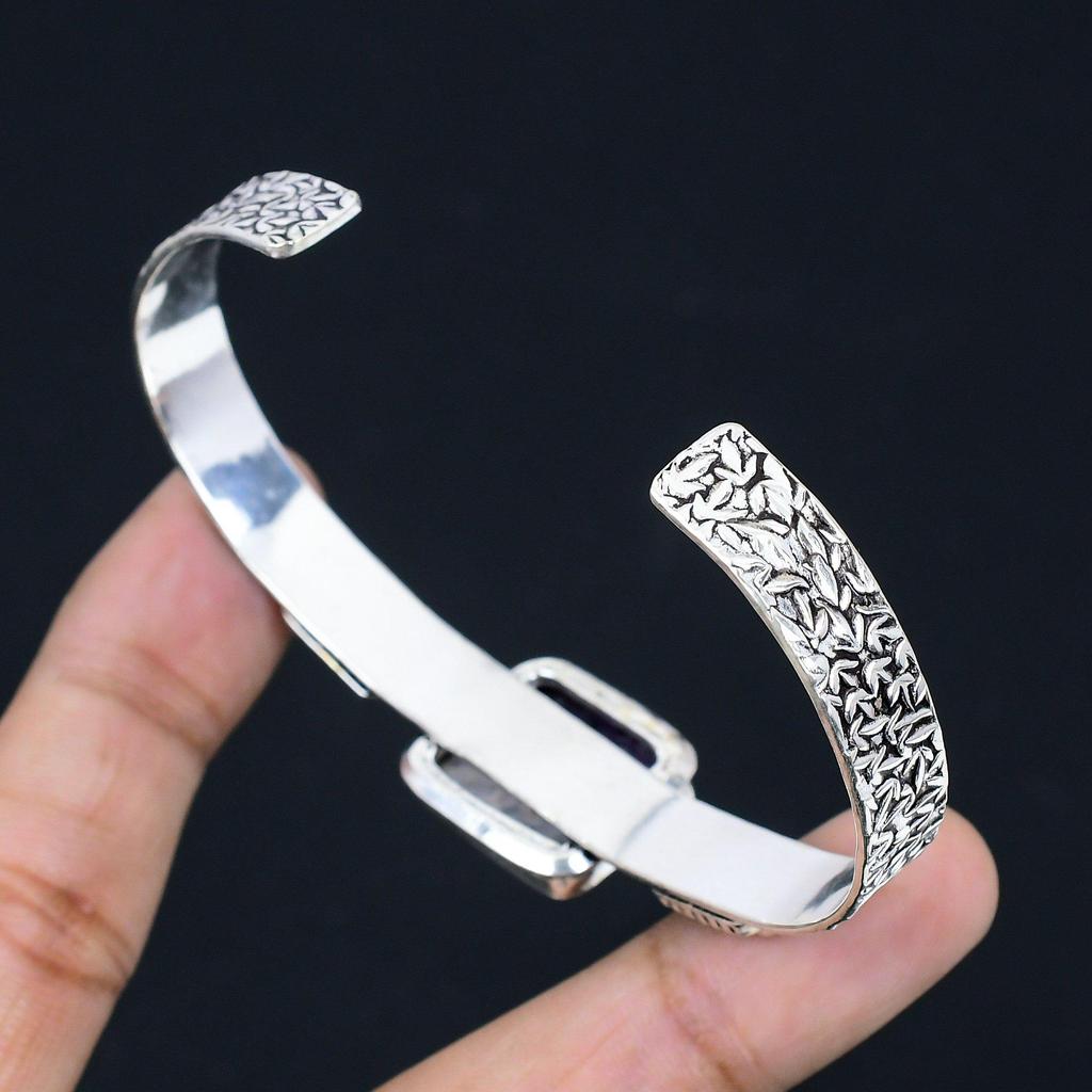 Натуральный Аметист Звезда Драгоценный Камень Браслет Регулируемый Серебро 925 пробы Для Девочек