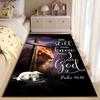 Lion, Cross, and Psalm Design suitable as a non-slip mat for the living room or bedroom sofa