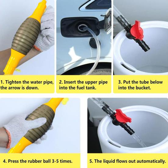 Портативный ручной насос для перекачки топлива с гибким шлангом, простой в использовании, многоразовый, универсальный сифонный насос, насос для перекачки жидкости