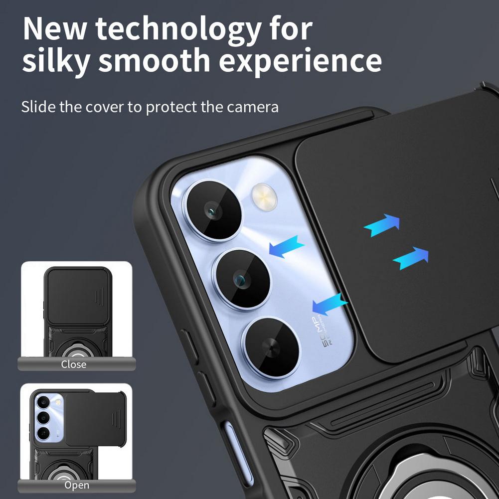 Slide the Cover to Protect Camera Case For Realme C100 c100x C71 C85 C61 C63 realme 15 Pro 15T 15X Note 70 60 Ring Stand Cover