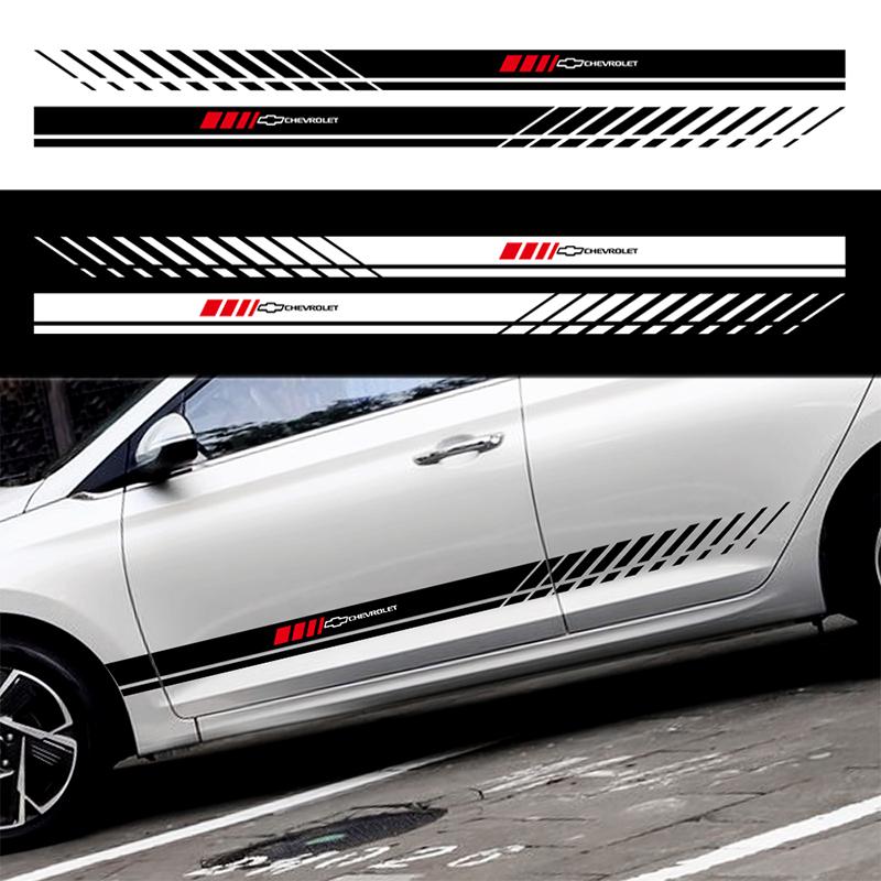 2Pcs Car Body Reflective Sticker Vinyl Side Skirt Stripes Decals For Chevrolet Cruze Equinox Impala Camaro Orlando Silverado Z71