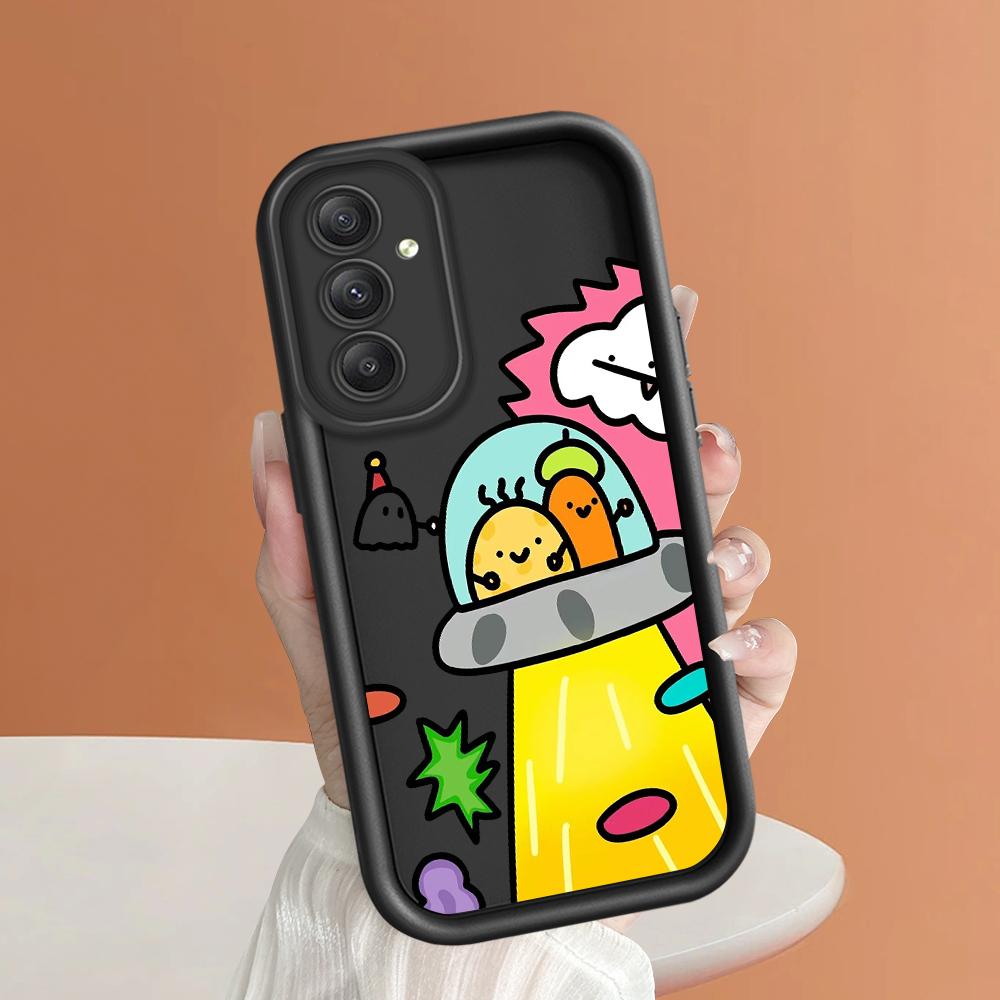 Soft Silicone Square Ladder Printing Pattern Phone Casing Full Cover Camera Shockproof Protection Rubber Case for Samsung