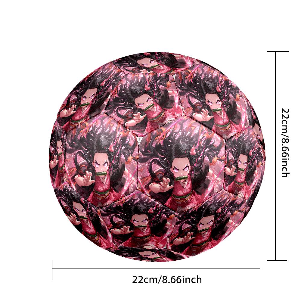 Demon Slayer Printed Size 5 Standard Football, Waterproof PU Training Soccer Ball for Outdoor Sports