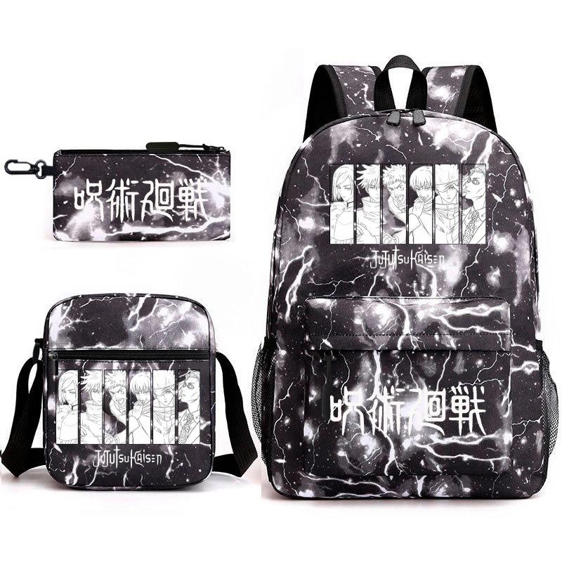 Teen Animation Backpack Elementary School Student Fashion School Bag Three-piece Set