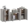 Meuble TV - Maison Exclusive - Ensemble 3 pièces - Sonoma gris - Bois d'ingénierie - Design mural