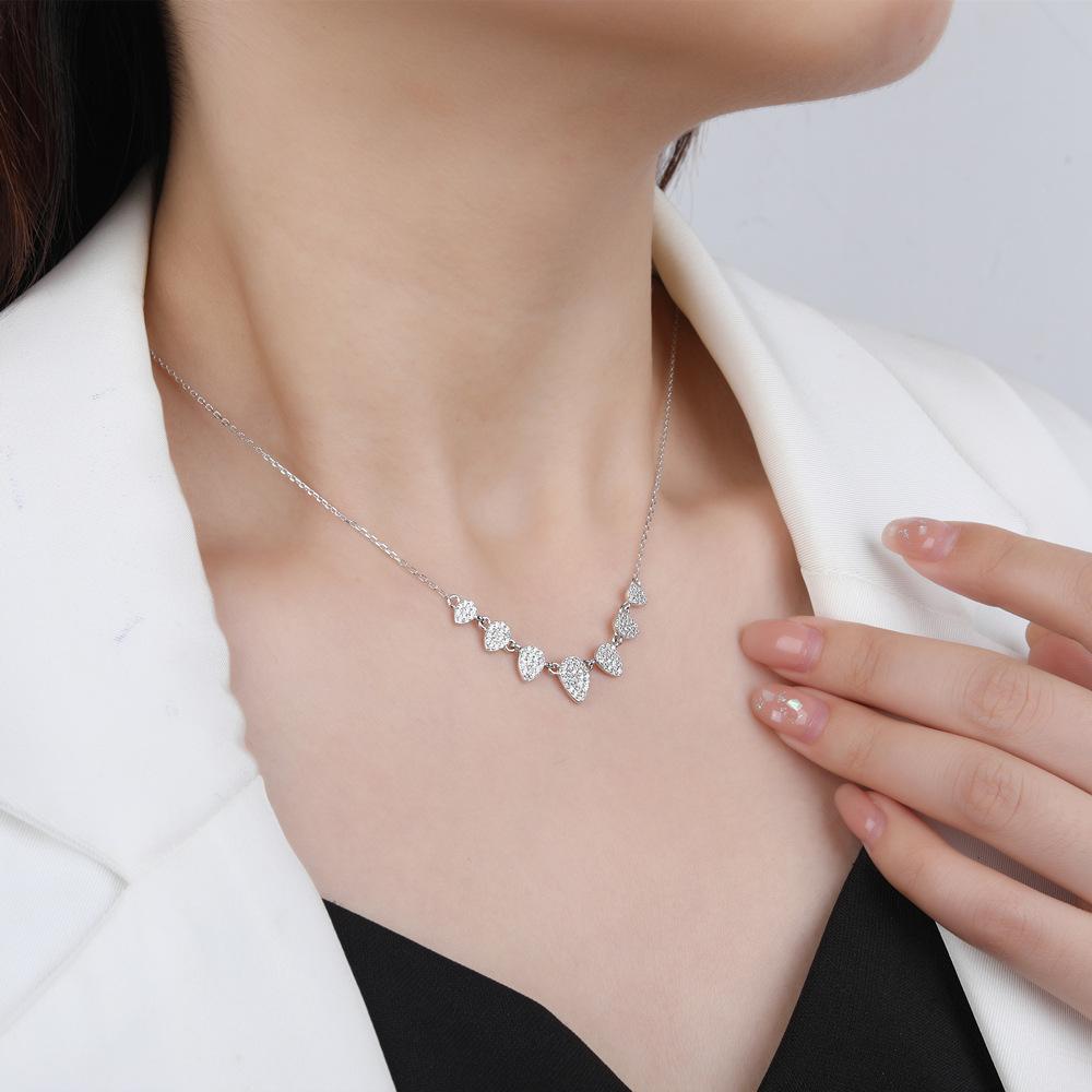 925 Sterling Silver Full Drill Melon Seed Drop Shaped Necklace Female Summer Ins Wind Does Not Fade Simple Jewelry
