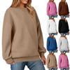 Women's Sweatshirt Fashionable Solid Color Round Neck Long Sleeved Loose Sweatshirt