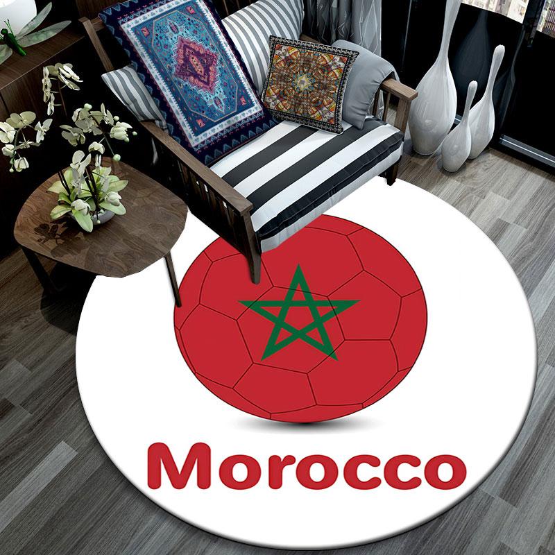 Morocco National Football Team pattern round rug,Carpet Rug for Living Room Bedroom Playroom ,Non-slip Floor Mat,Holiday Gifts and Birthday Gifts.