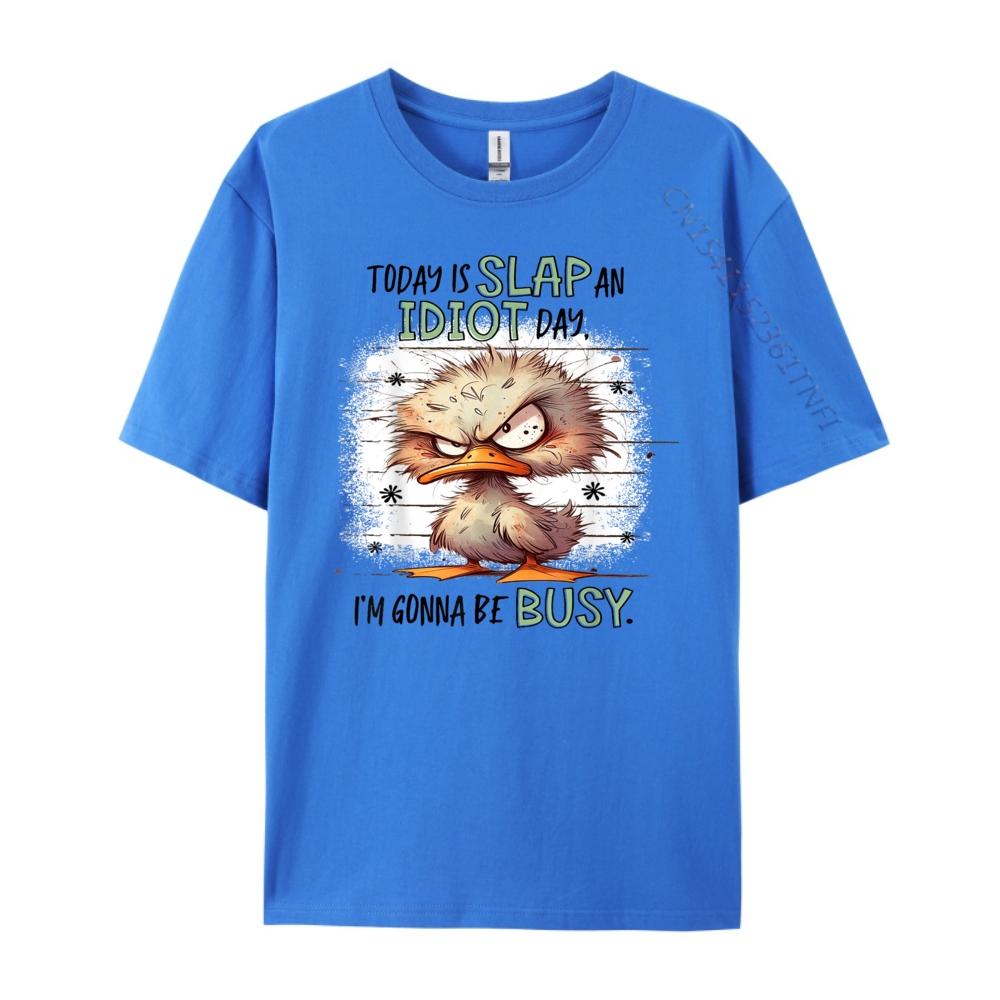 Cute Duck Today Is Slap An Idiot Day I M Gonna Be So Busy White T Shirt Men Anime T Shirts Japan Style