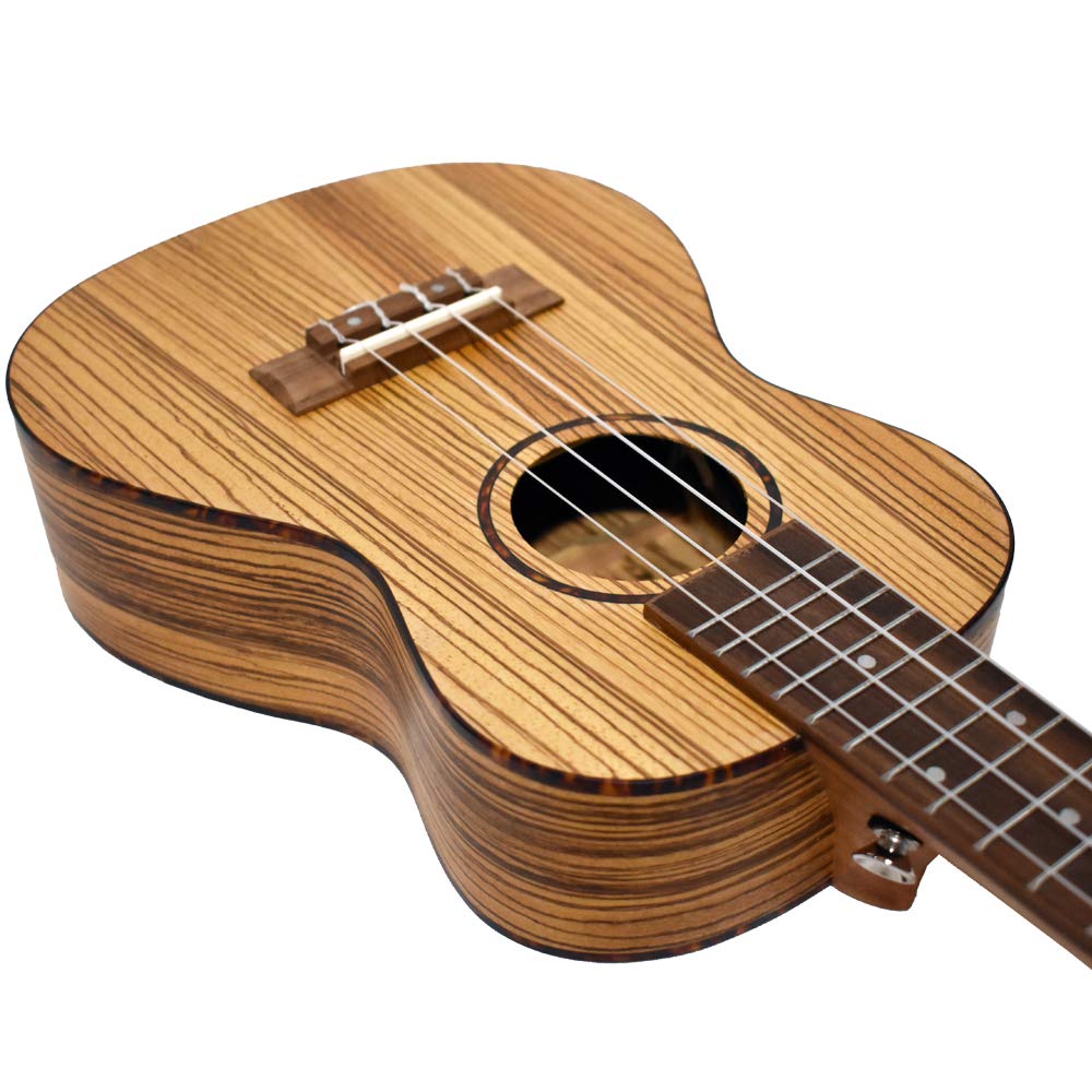 Bamboo BU-23CBQ Electric Ukulele with Built-in Tuner and Preamp, Concert Size, Zebrano Wood, Geared Tuners, and Soft Case (Official Japanese Product)