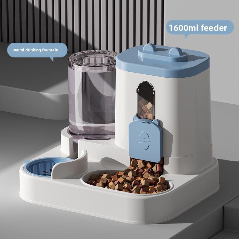 Automatic pet feeder, large-capacity cat and dog bowl, pet supplies, controllable feeding amount, two-in-one pet bowl