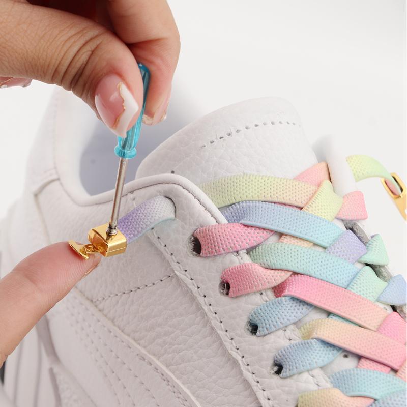 Красочные эластичные крестообразные шнурки без завязок кроссовки 8 мм шириной плоские без завязывания шнурки детские взрослые радужные резиновые шнурки