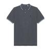 Polo Полосатая отделка логотип вышитый короткий рукав рубашка поло мужские топы темно-серый 710844275-012