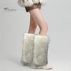 1 Pair Winter Calf Covers Fuzzy Faux Fur Anti-slip Solid Color JK Style Elastic Thickened Daily Wear Sports Outing Leg Warmers
