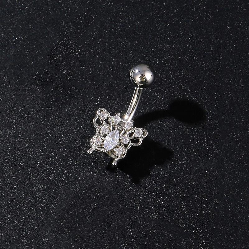 Кольца для пирсинга пупка с бантиком-бабочкой из нержавеющей стали с цирконом для женщин, девушек, сексуальные украшения для тела, подарки