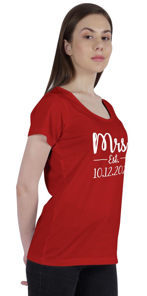 Inkdotpot Персонализированная женская футболка-топ Mrs.  Рубашка с объявлением о свадьбе