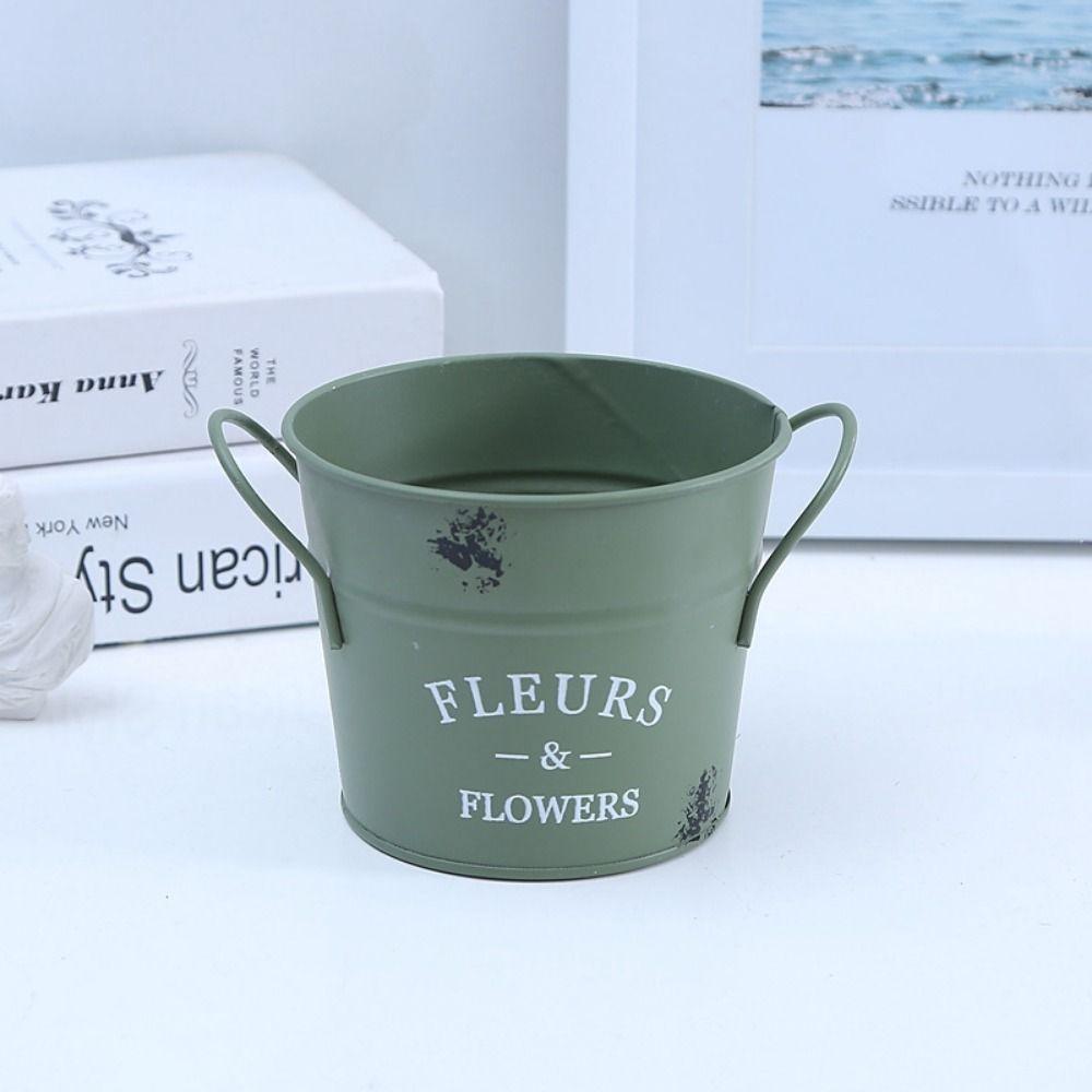 Ремесленное Железное Кашпо Декоративное Ведро для Цветов Украшение Круглый Цветочный Горшок Цветочная Композиция