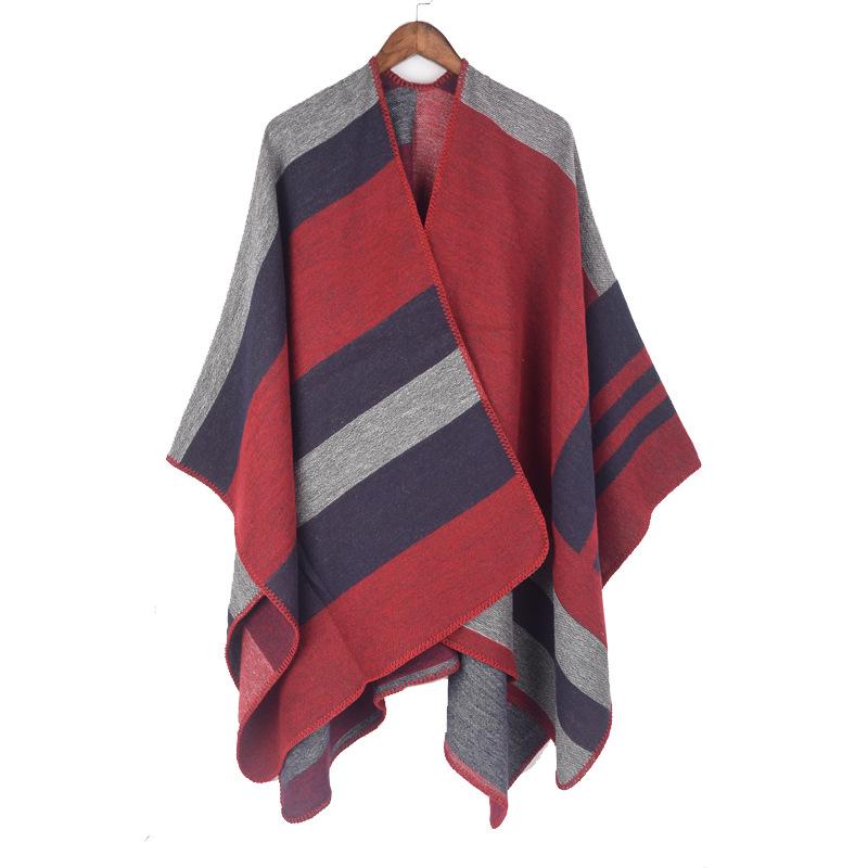 Women’s Color Block Cashmere Feel Shawl Wrap Open Front Casual Warm Poncho Cape Oversized Sweaters Soft Cardigan Versatile Shawls for Fall Winter