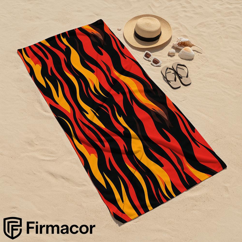 Fire Flame Stripe Soft Portable Travel Towel Unisex Ultra Lightweight Microfiber Oversized Sand Free Quick Dry Beach Towel