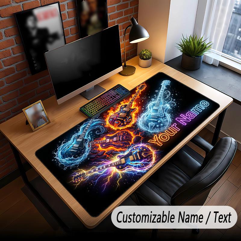 Music Guitar Theme Custom Mouse Pad Personalized With Name Text Customized Desk Mat For Office Home Decor