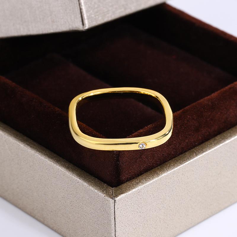 Женское кольцо с простыми линиями, стильное золотое квадратное геометрическое кольцо, высокое качество, ювелирные изделия для пар, подарок на годовщину, вечерние украшения