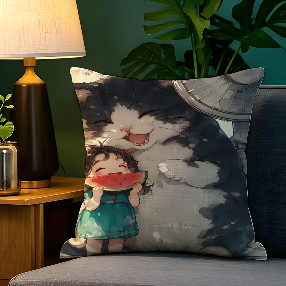 Cute girl school decorations Pillow Case Natural Linen Pillow Case DoubleSided Decor Sofa Pillowcase Home Decor