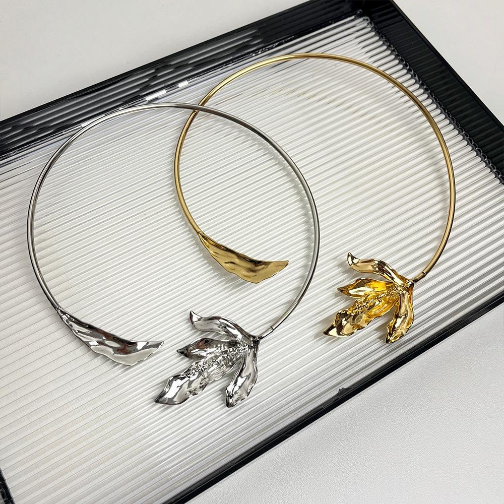 3D ожерелье с открытым воротником, золотое и серебряное преувеличенное колье, винтажное колье-чокер в виде кленового листа, подарок