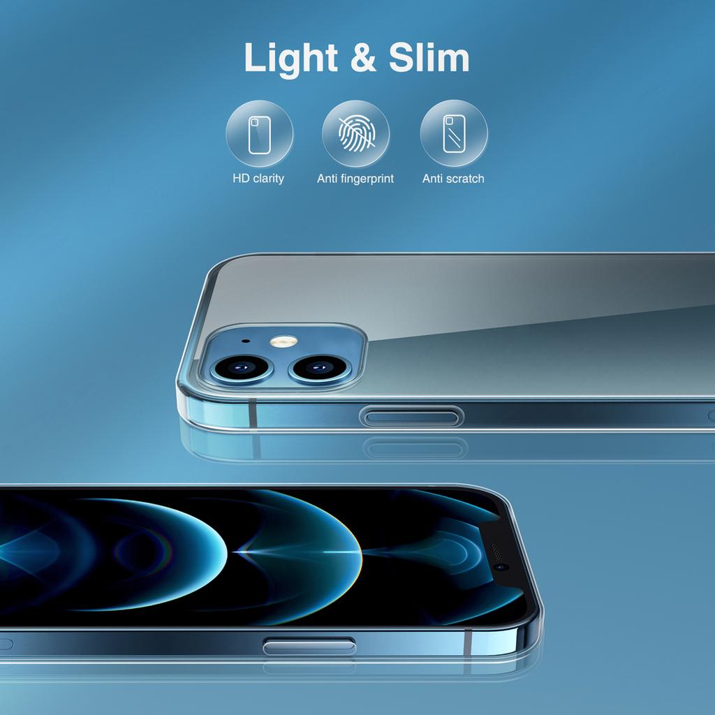 TPU Clear Case Transparent 1.5mm Ultra Thin Slim Anti Yellowing Protective Phone Cover Accessoryfor Iphone 12 6.1 Inch