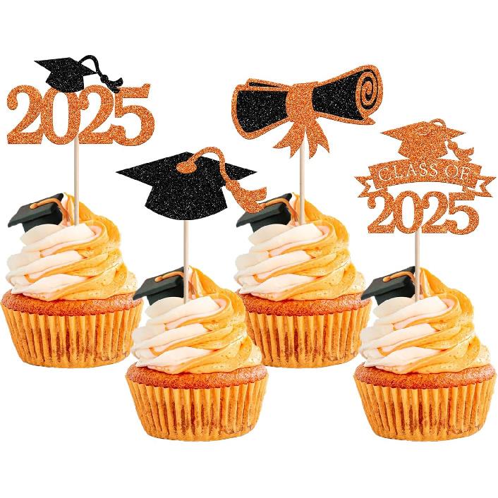 1 PCS High Heel Girl Graduation Cake Topper Black Pink Glitter Done Diploma Class of 2025 Congrats Grad Cap Cake Pick for 2025 Senior High School